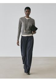 Pantaloni Pieghe Misto Lana - Blu Marino - 40 (It 44) - Massimo Dutti - Femminile