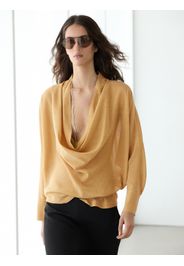 Camicetta Morbida Con Scollo Drappeggiato - Senape - M - Massimo Dutti - Femminile