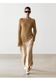 Maglia Con Scollo A Barchetta In Misto Cotone - Marrone Tostato - L - Massimo Dutti - Femminile