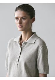 Maglia A Polo In Cotone - Grigio Chiaro - Xs - Massimo Dutti - Femminile