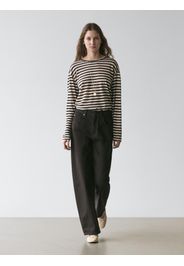 Maglietta Oversize A Maniche Lunghe A Righe - Marrone - M - Massimo Dutti - Femminile