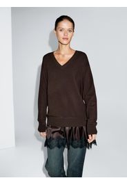 Vestito Corto In Maglia Combinato Con Pizzo - Cioccolato - M - Massimo Dutti - Femminile