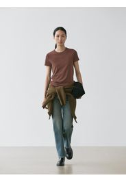 Maglietta A Maniche Corte In Lyocell - Marrone - S - Massimo Dutti - Femminile