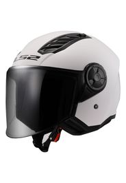 Casco Jet Ls2 OF616 Airflow 2 Solid Bianco Lucido con Visiera Aggiuntiva