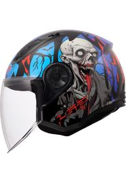 Casco Jet Ls2 OF616 Airflow II Zombie II Nero Rosso Blu Lucido XL