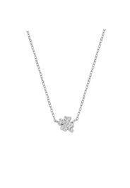 Collana Mini Quadrifoglio Pavé - Argento - Amen