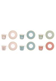 EASY LIFE Jardin De Reves Set 6 Pezzi Tazzine Caffè Espresso con Piattino 100ml, Porcellana