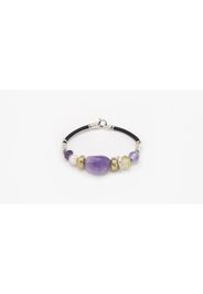 Bracciale B1046 In Cuoio Con Oro E Gemme - Misani