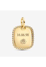 Charm Pendente Medaglia Quadrata Luminosa da incidere