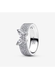 Anello Fascia Pavè con Farfalla Luminosa