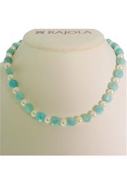 Collana In Oro Con Perle Bianche Ed Amazzonite Mop - Rajola