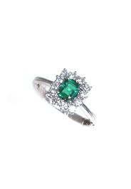 Anello In Oro Bianco Con Diamante/Smeraldo - Salvini