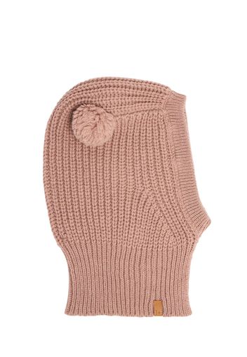 Cappello In Maglia Di Misto Lana Con Pompom