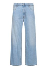 Jeans Larghi In Denim / Fibbia