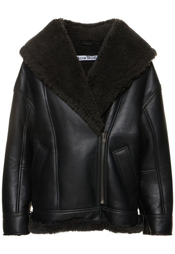 Giacca In Pelle E Shearling / Collo Sciallato