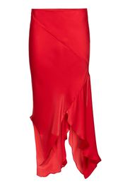 Draped Silk Asymmetric Midi Skirt