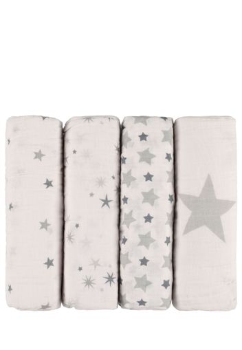 Set Of 4 Organic Cotton Muslin Swaddles