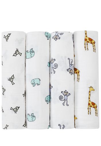 Set Of 4 Organic Cotton Muslin Swaddles