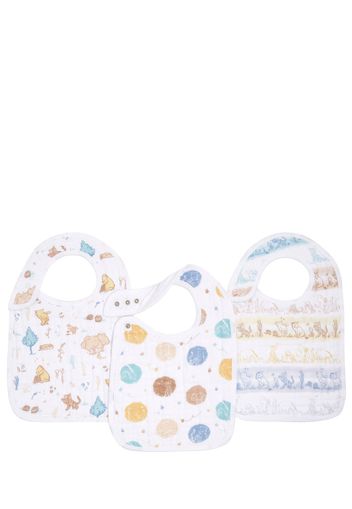 Set Of 3 Disney Print Cotton Muslin Bibs