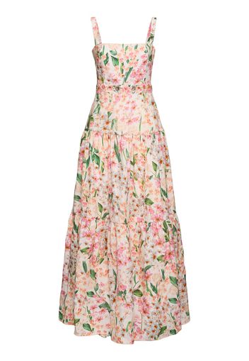 Lima Floral Print Linen Long Dress