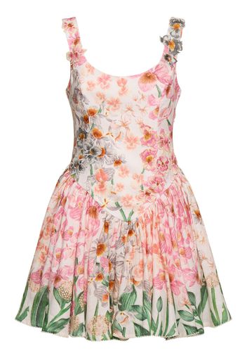 Pluma Floral Print Linen Mini Dress