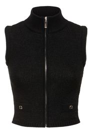 Gilet A Collo Alto In Maglia Con Paillettes E Zip