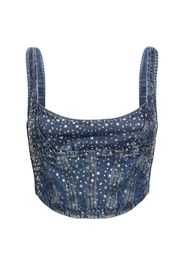 Top Bustier In Denim / Cristalli