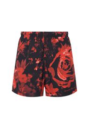 Shorts Mare In Nylon Stampa Floreale Cerata