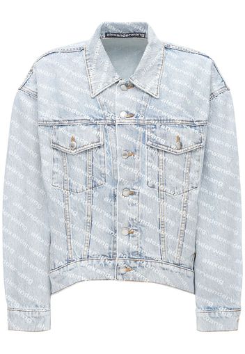 Giacca In Denim Di Cotone Con Logo