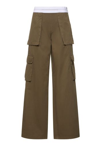 Mid Rise Cargo Cotton Pants