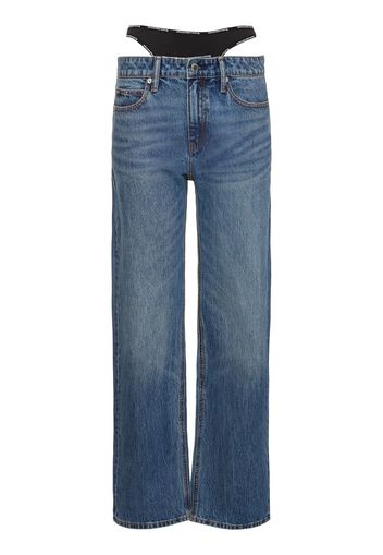 Jeans Relaxed Fit Vita Media In Denim Di Cotone