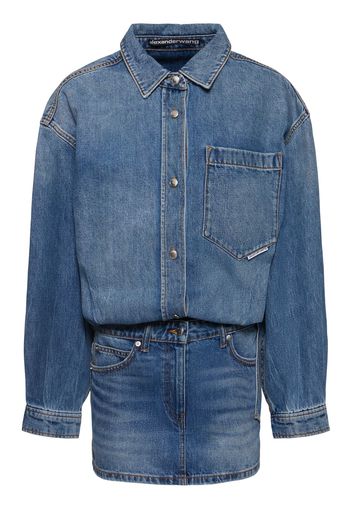 Vestito Corto In Denim A Maniche Lunghe