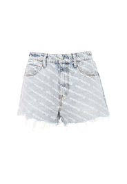 Shorts Vita Alta In Denim Con Logo