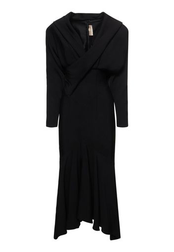 Hooded Long Sleeve Jersey Midi Dress