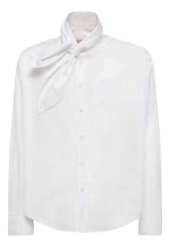 Scarf Collar Cotton Poplin Shirt