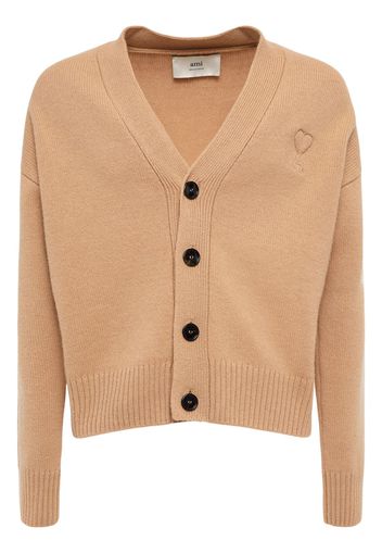 Cardigan In Lana E Cashmere Con Logo Adc