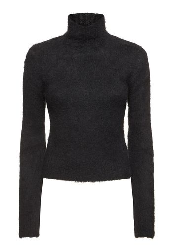 Maglia Collo Alto In Misto Mohair Pettinato