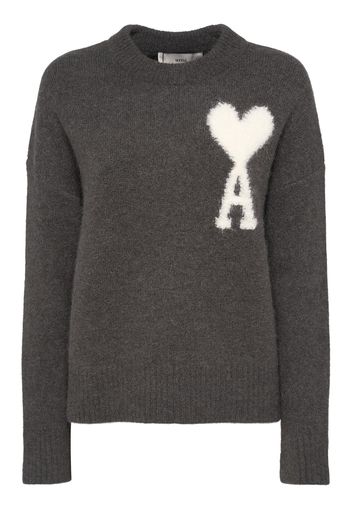 Maglia Girocollo In Misto Alpaca Con Logo