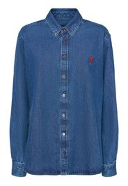 Camicia In Denim Di Cotone Con Logo