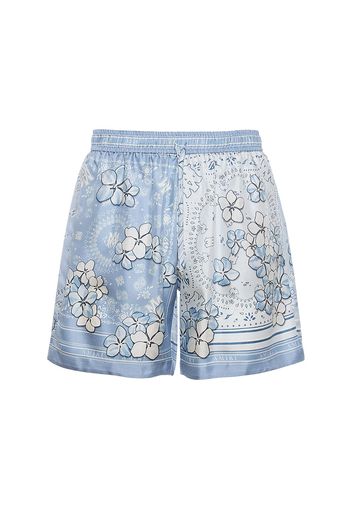 Shorts In Seta Con Stampa Floreale