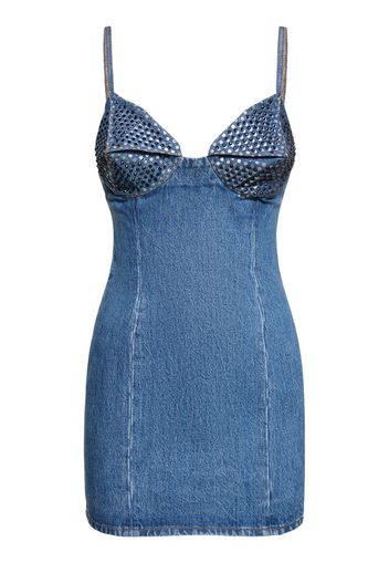 Vestito In Denim Di Cotone Con Decorazioni