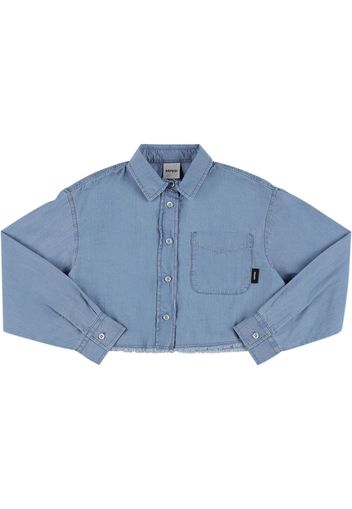 Camicia Cropped In Denim Di Cotone