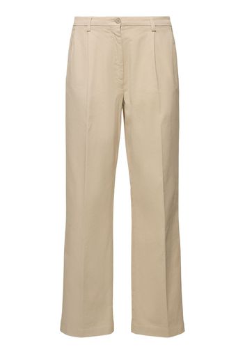 Pleated Stretch Gabardine Straight Pants