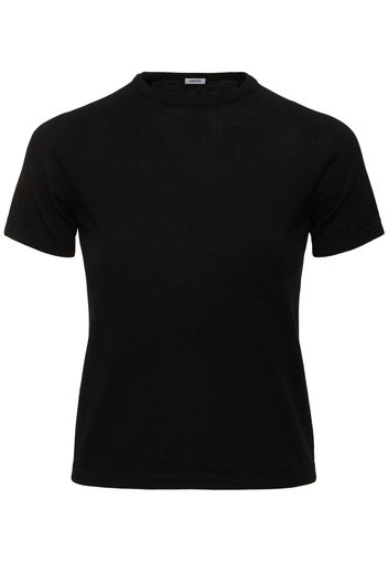 T-shirt Girocollo In Maglia Di Lana Merino