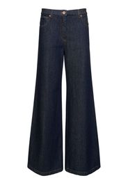 Pantaloni Larghi Vita Alta In Denim Di Cotone