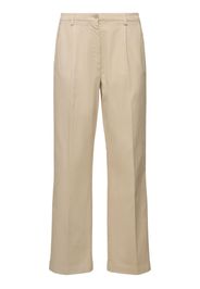 Pleated Stretch Gabardine Straight Pants