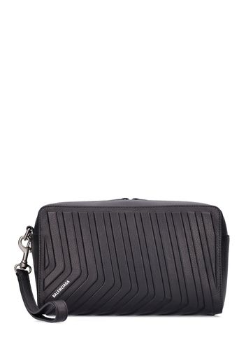 Car Embossed Leather Toiletry Bag