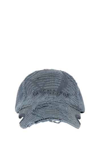 Cappello In Denim Di Cotone Destroyed