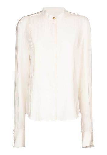 Camicia In Crepe De Chine Con Plastron