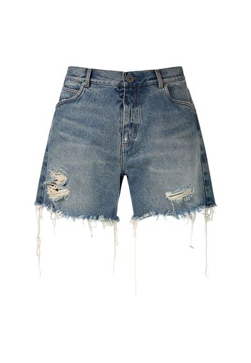 Shorts In Denim Di Cotone Destroyed